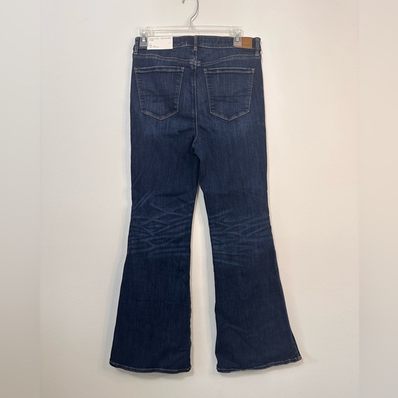 American Eagle Size 10 Women’s Hi Rise Flare Jeans Stretch Dark Wash NWT - Picture 2 of 5